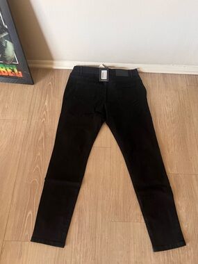 Boohoo Black Denim Jeans with Leather Logo Patch